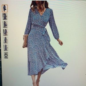 Floral Print V Neck Wrap Dress